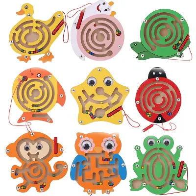 Picture of Baby Montessori Educational  Magnetic Track Maze Balance Board Wooden Puzzle Game Labyrinth Baby Toys (DESING RANDOM)