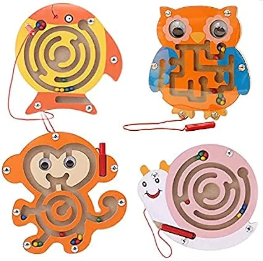 Picture of Baby Montessori Educational  Magnetic Track Maze Balance Board Wooden Puzzle Game Labyrinth Baby Toys (DESING RANDOM)