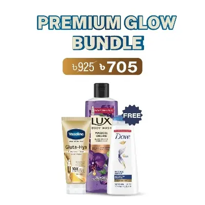 Picture of Premium Glow Bundle (Vaseline Gluta Hya Flawless Glow Serum in Lotion 200ml + Lux Body Wash Black Orchid 245ml + Dove Shampoo 79ml Free)