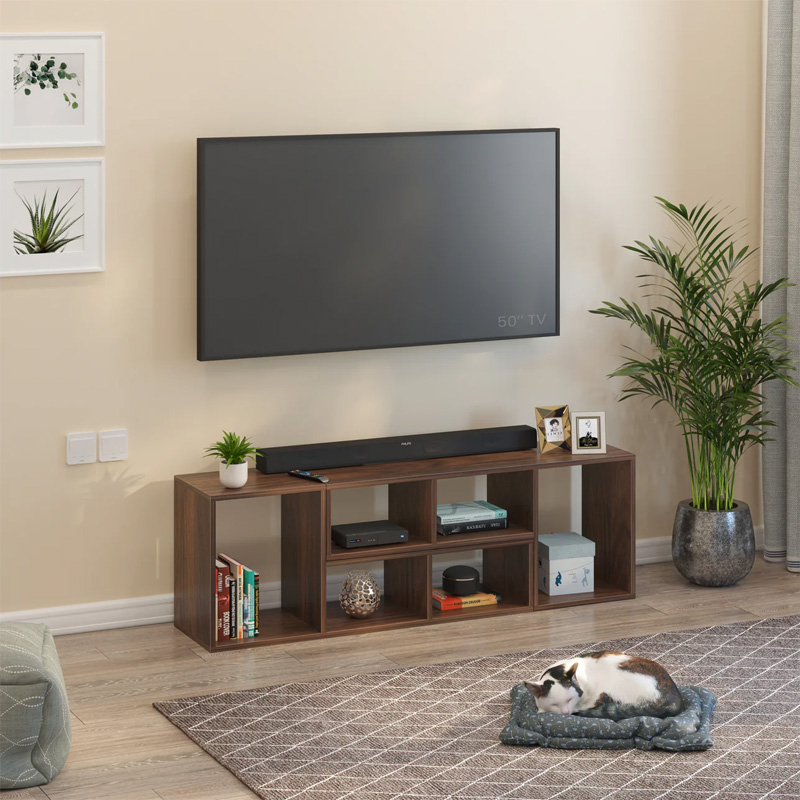 Picture of Petel TV Entertainment Unit/Versatile Adjustable TV Stand & Storage Unit with 6 Compartments & Adjustable Shelves DIY Ideal Upto 65 Inches TV
