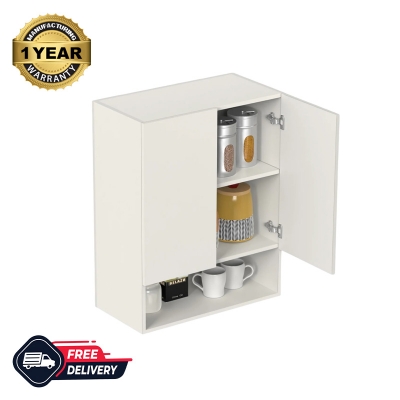 Picture of Opryt with Shelf Engineered Wood Kitchen Cabinet Rack, Wall Mounted Storage Cabinet for Kitchen Utensils, Jars, Spices, Modular Cupboard for Home & Kitchen DIY (White)