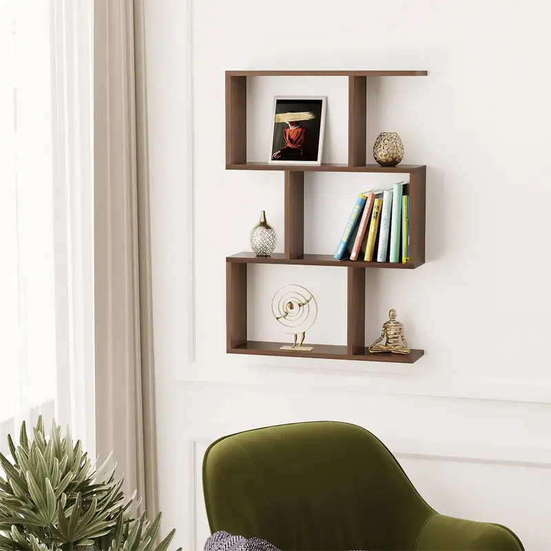 Picture of Maple Wall Shelf Display Rack Wall Mount Display Rack Book Shelf for Home Office Wall Décor