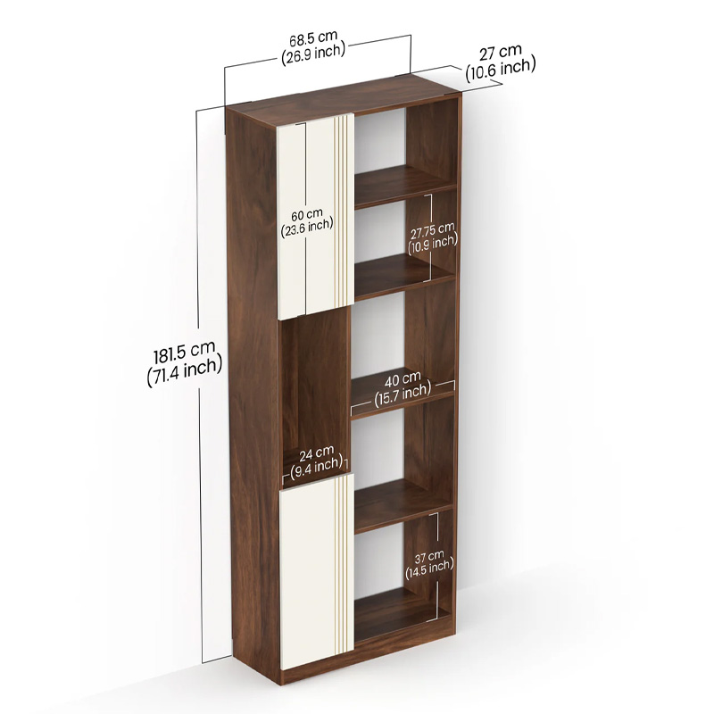 Picture of Orivo Engineering Wood Multipurpose Bookshelf with LED Light, Open Decor wall Display Shelves, Closed Storage cabinet Racks Organizer for Living Room Bedroom Office Home