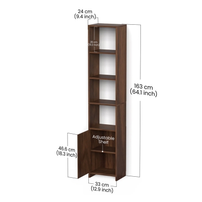 Picture of Barnia Engineered Wood Bookshelf Cabinet Book Rack Organizer with Shelves & Bottom Door for Storage