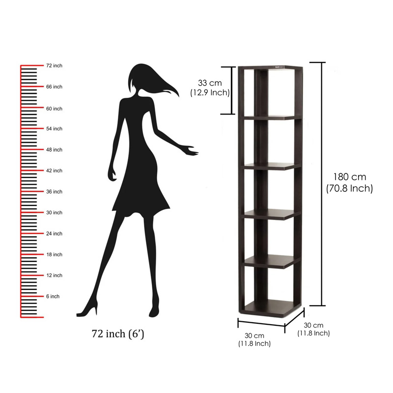 Picture of Albert Corner Shelf Rack Organizer with Shelves for Décor Display, Floor Standing Display Rack for Home Office Library