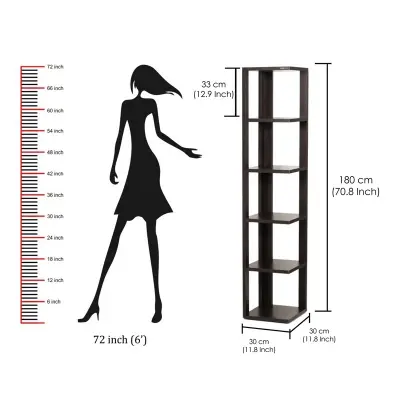 Picture of Albert Corner Shelf Rack Organizer with Shelves for Décor Display, Floor Standing Display Rack for Home Office Library