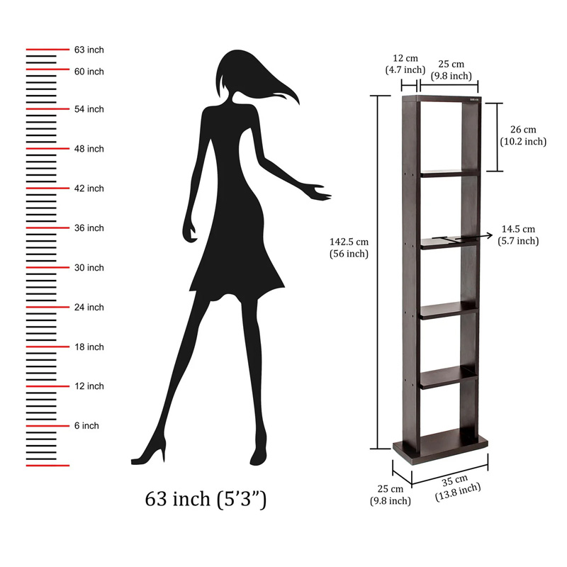 Picture of Walten Book Shelf Display  Rack Organizer with Shelves for Décor Display, Floor Standing Display Rack for Home Office Library