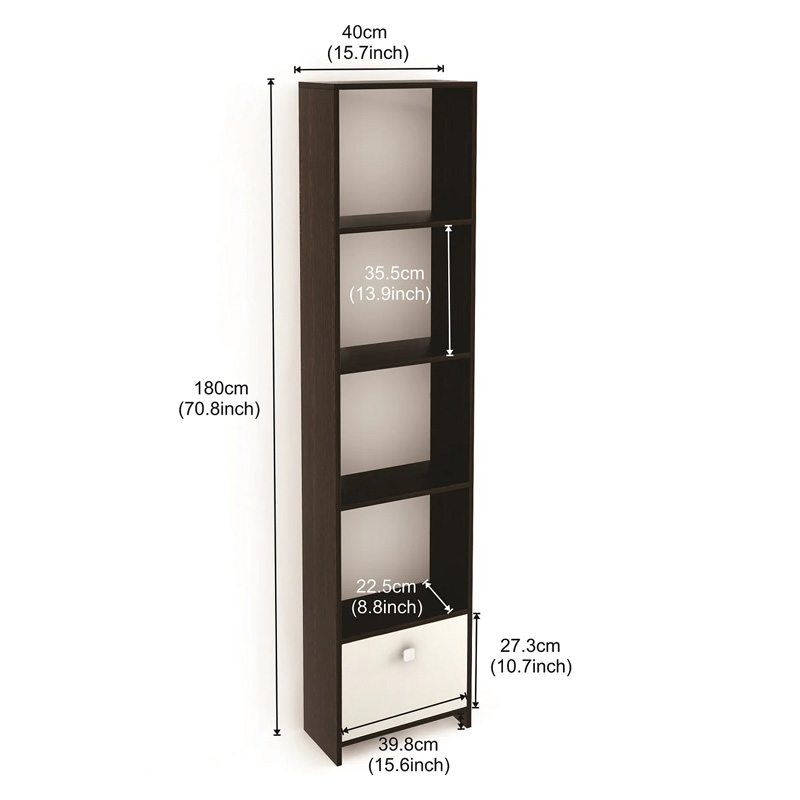 Picture of Molse Bookshelf with 1 Door Cabinet  Book Rack Organizer with Shelves for Décor Display, Floor Standing Display Rack for Home Office Library