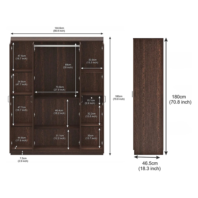 Picture of Maltein 4 Door Wardrobe/Clothes Storage Rack Organizer Almirah Cupboard Cabinet with Shelves and Cloth Hanger for Bedroom Home Furniture