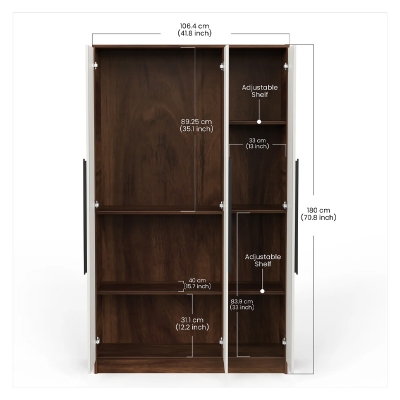 Picture of Maltein 3 Door Wardrobe/Clothes Storage Rack Organizer Almirah Cupboard Cabinet with Shelves and Cloth Hanger for Bedroom Home Furniture