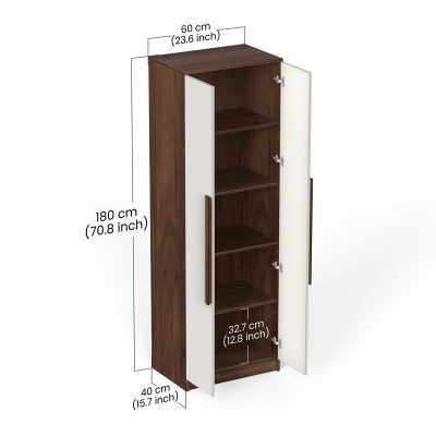 Picture of Maltein Mini Engineered Wood 2 Door Wardrobe/Clothes Storage Rack Organizer Almirah Cupboard with Shelves for Bedroom Home Furniture
