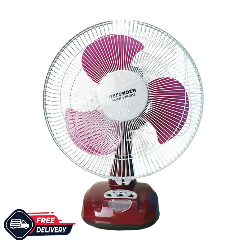 Picture of Defender 12" Rechargeable AC/DC Fan  with LED Multi-Function Maroon (KN-2912)