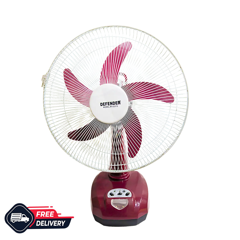 Picture of Defender 16" Rechargeable AC/DC Fan China Fittings with LED Multi-Function Maroon (KN-2916)