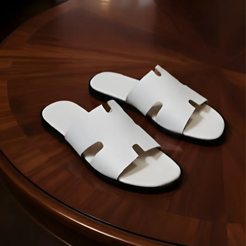Picture of Men's Elegant Cut-Out Flat Sandals – Ivory White