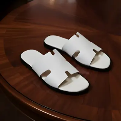Picture of Men's Elegant Cut-Out Flat Sandals – Ivory White