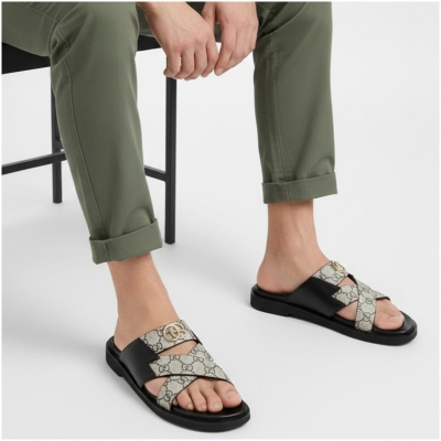 Picture of Lumiere & Leather I.N. Cross-Strap Slides – Monogram Stealth