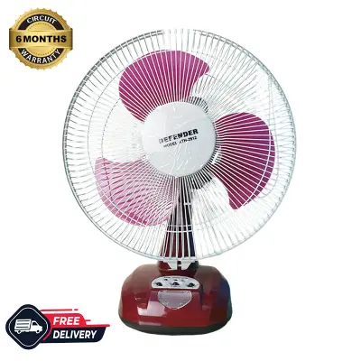 Picture of Defender 12" Rechargeable AC/DC Fan  with LED Multi-Function Maroon (KN-2912)
