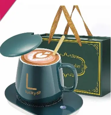 Picture of Electric Ceramic Coffee Mug And Saucer Lucky Electric Heating Ceramic Mug