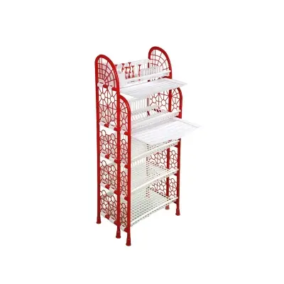 Picture of Premium 5-Step Double Tray Rack | Stylish Red & White Design | Sturdy, Space-Saving Storage Solution for Home & Kitchen | Multi-Purpose Organizer with 5 Steps for Maximum Utility | Durable and Easy to Assemble 
