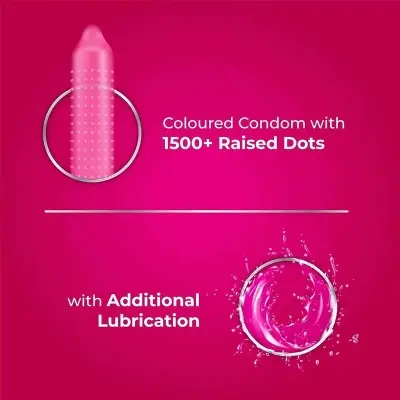 Picture of Skore Strawberry 1500+ Dotted with Extra Lubrication Condom - 10Pcs Pack