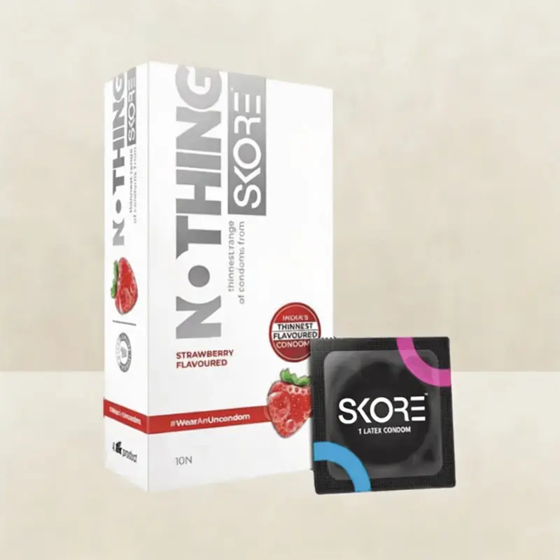 Picture of Skore Nothing Thinnest Strawberry Flavored Condoms 10pcs Pack