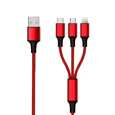 Picture of Fast USB Charging Cable Universal 3 in 1 Multi Function Cell Phone Cord Charger -Red