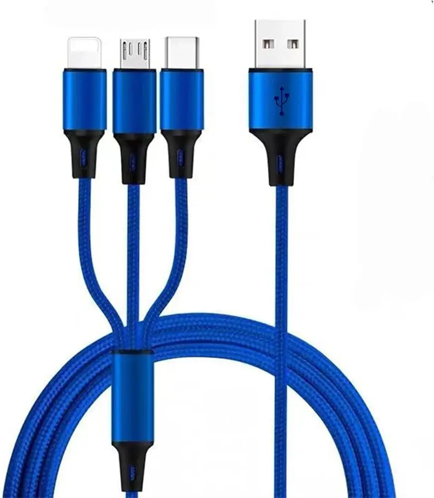 Picture of Fast USB Charging Cable Universal 3 in 1 Multi Function Cell Phone Cord Charger -Red