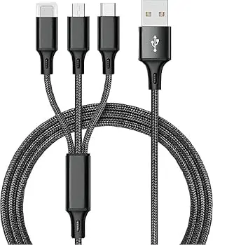 Picture of Fast USB Charging Cable Universal 3 in 1 Multi Function Cell Phone Cord Charger -Red