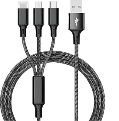 Picture of Fast USB Charging Cable Universal 3 in 1 Multi Function Cell Phone Cord Charger -Red
