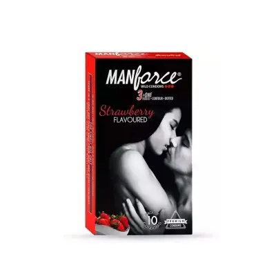 Picture of Manforce Strawberry Flavour Condoms 10pcs Pack