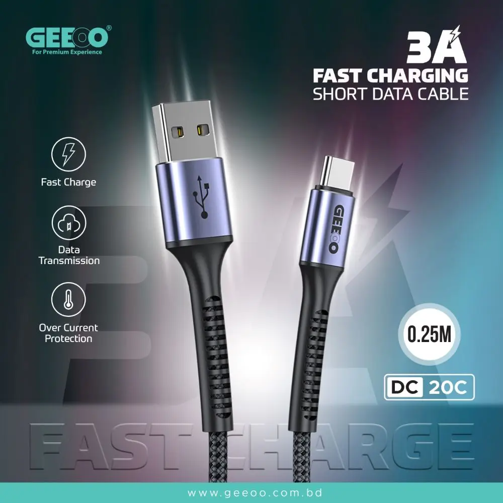 Picture of GEEOO Plus 120W Type-C Charging Data Cable. -Black