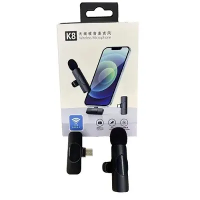 Picture of K8 Wireless Microphone, Plug and Play Lavalier Microphone for Type-C -Black