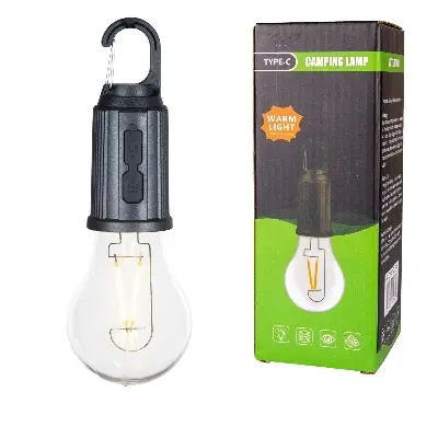 Picture of Rechargeable Camping LED Bulb  Portable Waterproof Outdoor Hanging Light for Hiking & Emergency Use -Black
