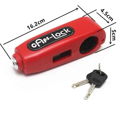 Picture of Bike Brake Lock for Motorcycle and Scooter, Handlebar Brake Lever Lock, Anti-Theft Safety Lock for Two Wheelers. -Red