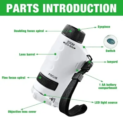 Picture of Pocket Microscope for Children, 50 x 250 x Portable