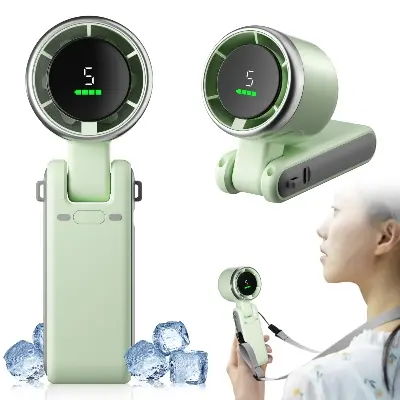 Picture of Portable Handheld Mini Fan, Foldable Powerful Winds Turbo Fan -Green