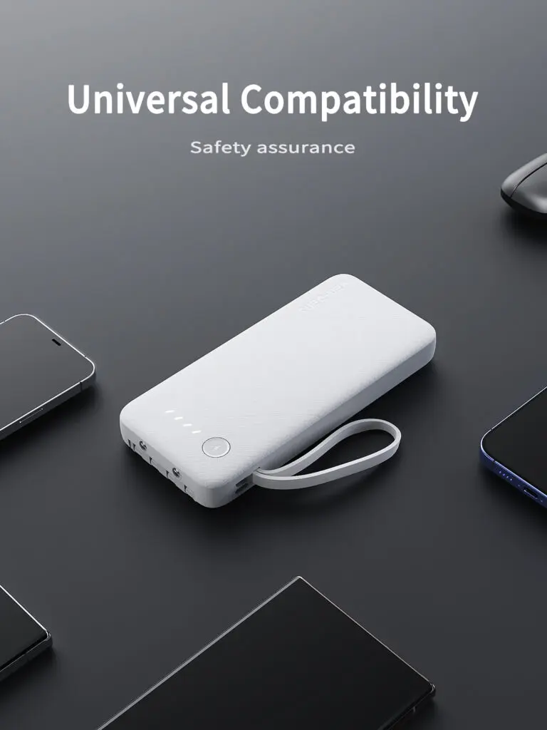 Picture of Ven-Dens VD-PB060 10000mAh 22.5w Power Bank – Built-in Charging Cable  High-Quality Battery -Black