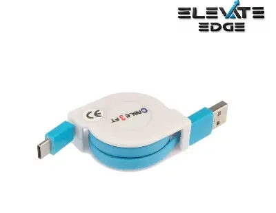 Picture of USB To Type C Data Cable 10W Anti-winding Cord Telescoping Cable 1m/3.3ft For Phones Tablets & More -Blue
