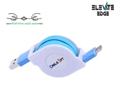 Picture of USB To Type C Data Cable 10W Anti-winding Cord Telescoping Cable 1m/3.3ft For Phones Tablets & More -Blue