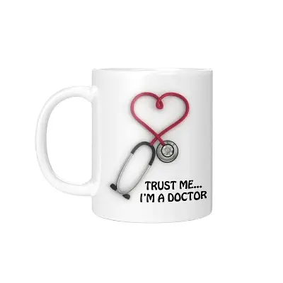 Picture of Doctor Ceramic Water Mug Coffee Milk Pottery Cup with Handle Breakfast Drinking Heat-Resistant Drinkware Home -White