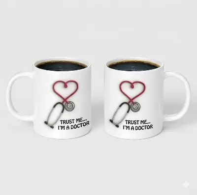Picture of Doctor Ceramic Water Mug Coffee Milk Pottery Cup with Handle Breakfast Drinking Heat-Resistant Drinkware Home -White