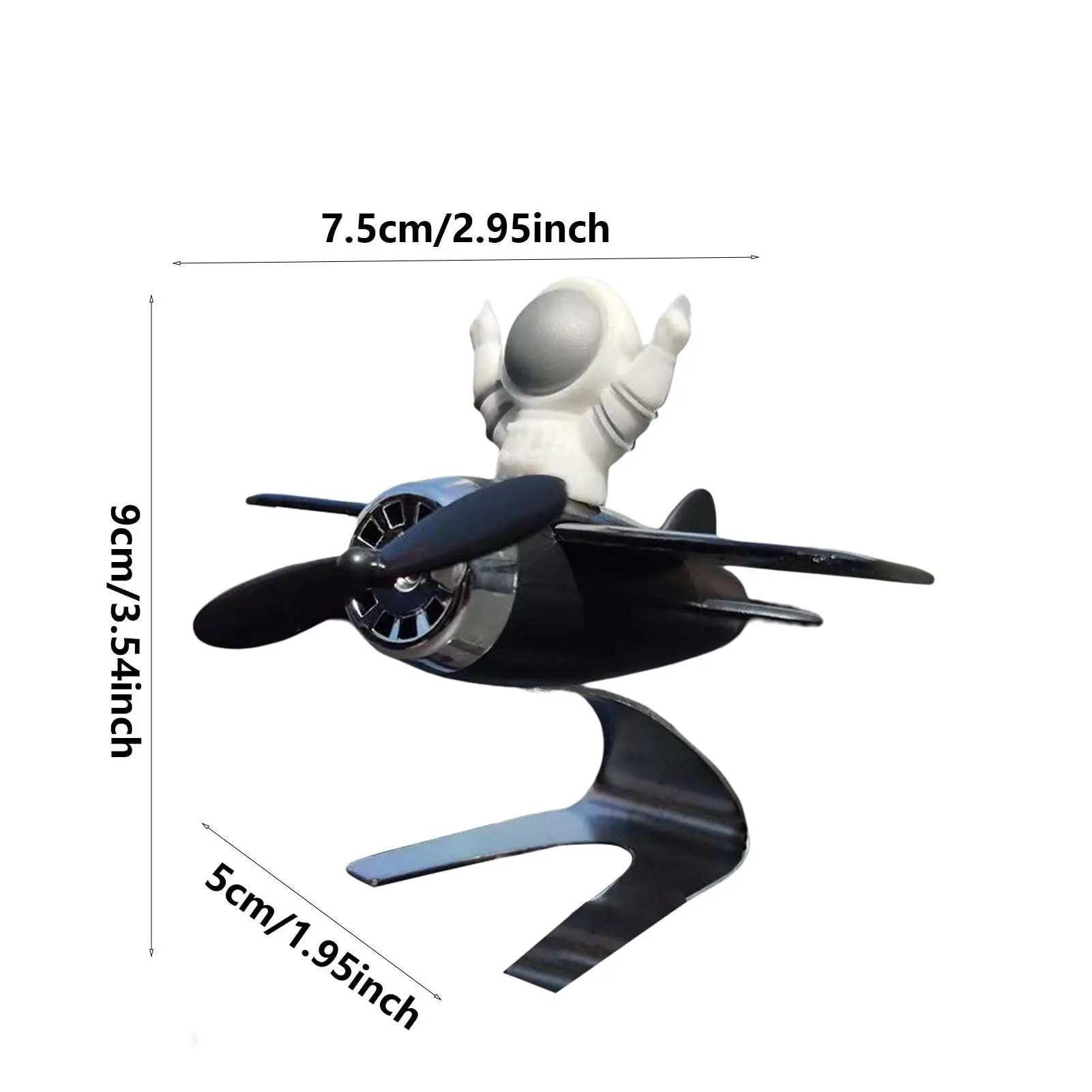 Picture of Sharplace Solar Airplane Car Oil Diffuser, Solar Airplane Aroma Diffuser Ornament, Handicraft. -Black