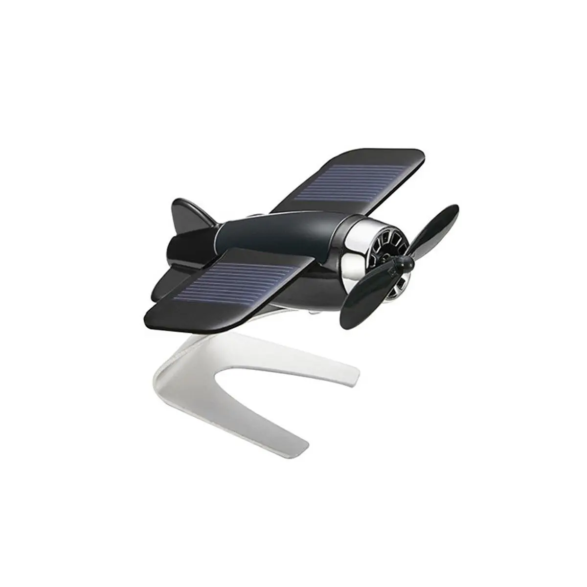Picture of Sharplace Solar Airplane Car Oil Diffuser, Solar Airplane Aroma Diffuser Ornament, Handicraft. -Black