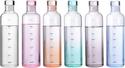 Picture of 500ml glass Water Bottle with Time Marker Creative Large Capacity Leakproof Drink Bottle -Multicolor