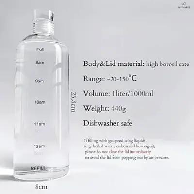 Picture of 500ml glass Water Bottle with Time Marker Creative Large Capacity Leakproof Drink Bottle -Multicolor