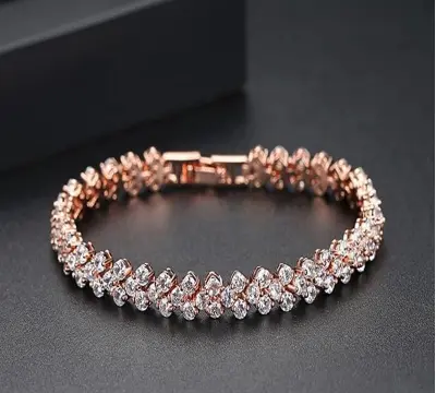 Picture of Women Fashion Roman Style Zircon Crystal Bracelet Bangles  for Gifts