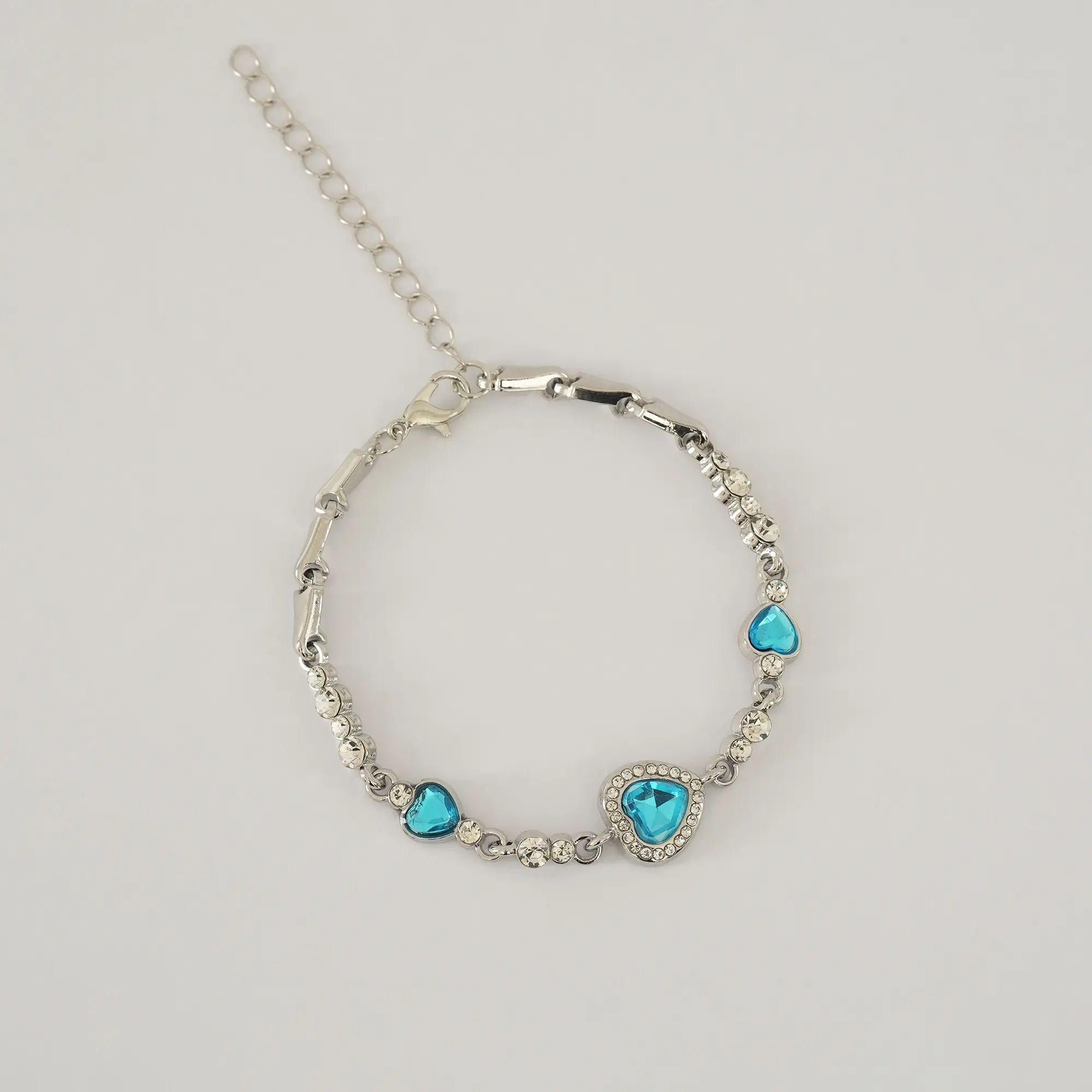 Picture of Ladies Bracelet Women Bracelet Rhinestone Embedded Leaf Charm Elegant Classic Adjustable Blue Fashion Jewelry