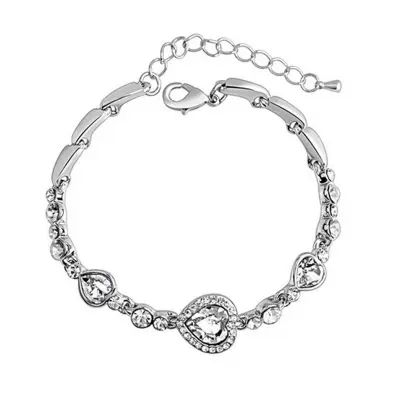 Picture of Ocean Sea Crystal Bracelets Classic Blue Rhinestone Heart Charms  Bracelet Women Jewelry Gifts