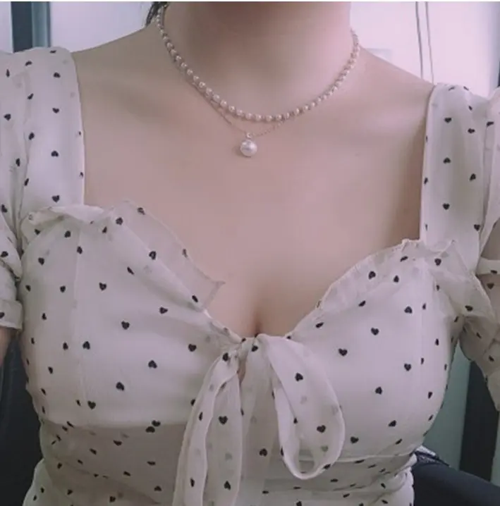 Picture of Fashion Beaded Pearl Necklace For Women Kpop Crystal Pendant Charm Pearls Choker Bead Necklaces Jewelry - Breslet For Women