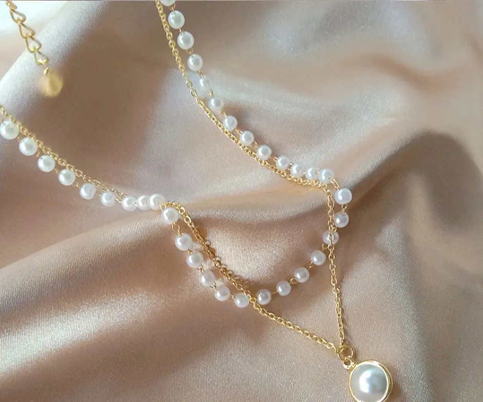 Picture of Fashion Beaded Pearl Necklace For Women Kpop Crystal Pendant Charm Pearls Choker Bead Necklaces Jewelry - Breslet For Women